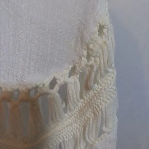 Oliver by Escio Boho Gauzy Cardigan Crochet Granny Square Trim Tie Front Size L - Picture 7 of 9